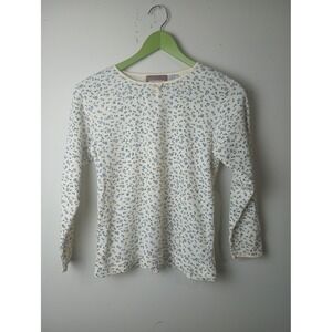 Premier International Girls Floral Waffle Knit Thermal Top Blue Cream Size 10/12